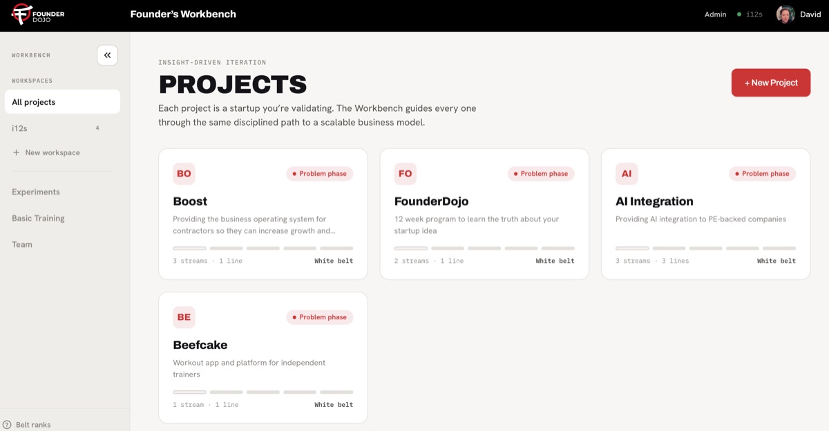FounderDojo — Founder's Workbench